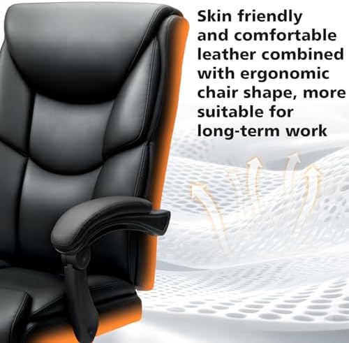 WAILOR 400lbs Office Chair with Foot Rest, Reclining Big and Tall Office Chair with Lumbar Support Spring Cushion, High Back PU Leather Computer Chair,Comfy Desk Chair for Home Office - Image 5