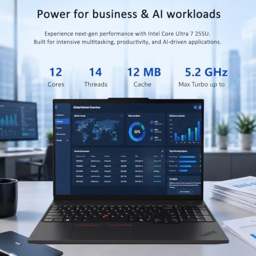 Lenovo ThinkPad L16 Business AI PC Laptop (16" FHD+ Touchscreen, Intel Ultra 7 255U (> AMD Ryzen AI 7 PRO), 64GB DDR5, 2TB SSD), Alternative T16 E16, Numeric Keypad, 2x Thunderbolt 4, Win 11 Pro - Image 3