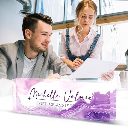 Name Plate for Desk-Personalized Name Plates for Desk-Name Plate Personalized for Office-Gifts for Teacher Boss Employee Appreciation Office Desk Decor (purple ink), MYDZBJMT1009 - Image 6