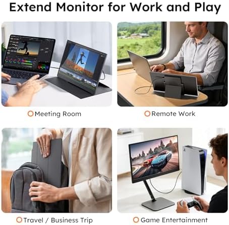 15.6" Portable Monitor with Smart Cover FHD 1080P Travel Monitor for Laptop - Image 3