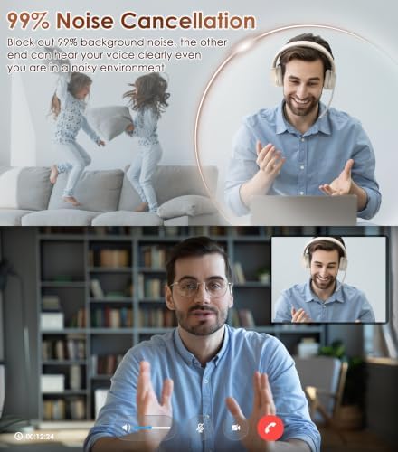 Wireless Headset with Mic for Work, Bluetooth Headset with Noise Cancelling - Image 2