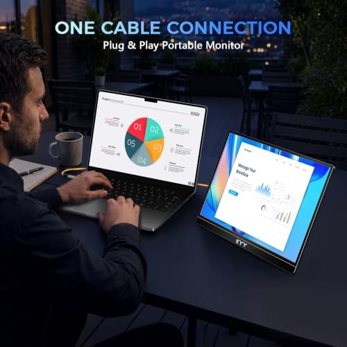KYY Portable Monitor 15.6'' Laptop Screen Extender w/180° Rotation Stand - Image 4