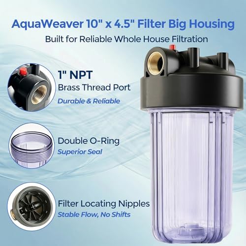 WH-C10HD 10" x 4.5" Whole House Water Filter Housing, Clear - Image 2
