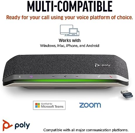Poly Sync 40+ Smart Speakerphone (Plantronics) - Flexible Workspaces - Connect to PC/Mac via BT700 Adapter and Smartphones via Bluetooth - Certified for Microsoft Teams – Amazon Exclusive - Image 7