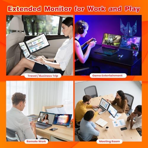 Laptop Screen Extender 0.27" Ultra-Thin, 14.1" FHD 1080P IPS Dual Portable Monitor, USB-C/HDMI Plug & Play Travel screen extender for 13-17" Laptops, Compatible with Window/Mac/Chrome/Switch/Android - Image 5