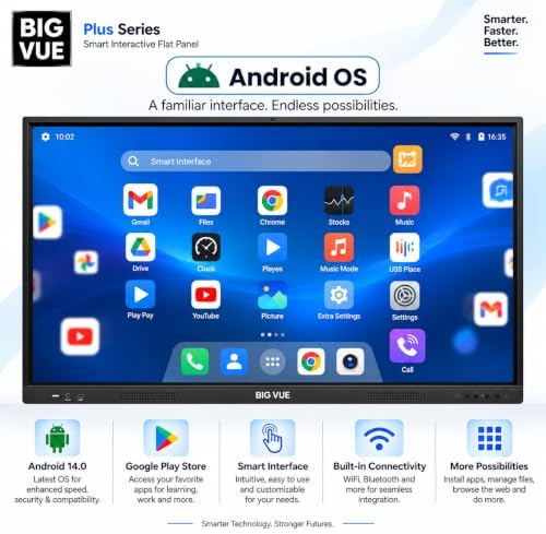 BIGVUE Plus 65-Inch 4K Interactive Smart Board, AI & Google EDLA Certified | Android 14, 8GB RAM + 128GB Storage | 40-Point Touch, Digital Whiteboard & Wireless Screen Mirroring - Image 2