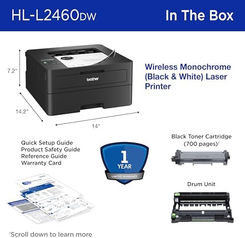 Brother HL-L2460DW Wireless Compact Monochrome Laser Printer with Duplex, Mobile Printing, Black & White Output | Includes Refresh Subscription Trial(1), (Renewed Premium - Refurbished) - Image 7