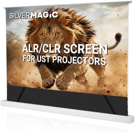 100" ALR Motorized Floor Rising Projector Screen for UST, White by SILVERMAGIC