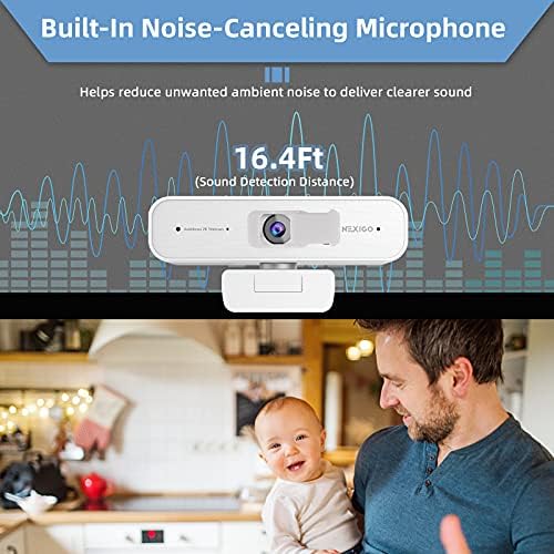 Zoom Certified, NexiGo N940P (Gen 2) 2K Zoomable Webcam with Remote| Sony_Starvis Sensor | 3X Zoom in and Out| Dual Stereo Microphone, for Zoom/Skype/Teams/Webex (White) - Image 4