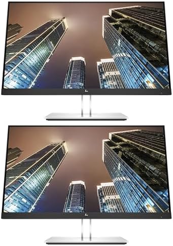 HP EliteDisplay E24 G4 24 Inch IPS LED Backlit Monitor 2-Pack Bundle with FHD 1920 x 1080, Blue Light Filter, HDMI, VGA, DisplayPort by HP