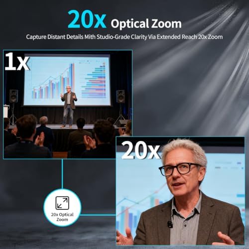 4K 60FPS Camera, TOF Real-time Auto Focus, 20x Optical Zoom, Dual Mics, HDR - Image 3