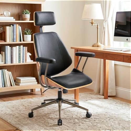 High Back Ergonomic Office Chair, with Headrest & Arms, Black - Image 2