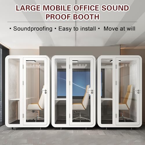 Portable Mobile Office Pod, Movable Phone Booth, LED Light Sound Booth Proof Work Pod for Office and Home, Privacy Proof Separate Room for Private Meeting, Study - Image 3
