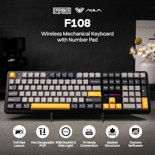 EPOMAKER Aula F108 Wireless Gaming Keyboard, Full Size Mechanical Keyboard - Image 2