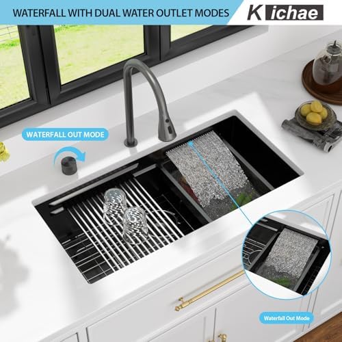 Kichae 32 x 17 Undermount Kitchen Sink Stainless Steel 16 Gauge Workstation - Image 3