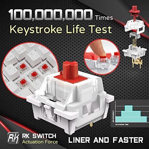 RK ROYAL KLUDGE RK61 Wired 60% Mechanical Gaming Keyboard, Compact PC Game Keyboards with QMK/VIA Programmable RGB Backlit, Hot Swappable Custom Keyboard for Win/MAC, Pre-lubed Red Switch, White - Image 5