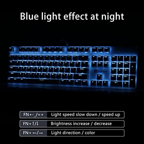 Merdia 104 Keys US Layout Wired Mechanical PC Gaming Keyboard | White LED Backlit Hot Swappable Brown Switch Full Size Mechanical Keyboard | Blue & White Keycaps Wired Gaming Computer Keyboards - Image 6