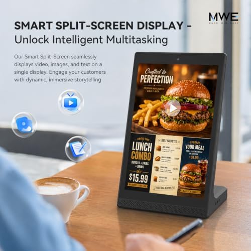10.1" Desktop Digital Signage Display, L-Shaped HD Touch Screen Kiosk, LedArt App Remote Management, Commercial Advertising Display for Retail, Restaurant, Hotel (WiFi/Ethernet/USB) - Image 3