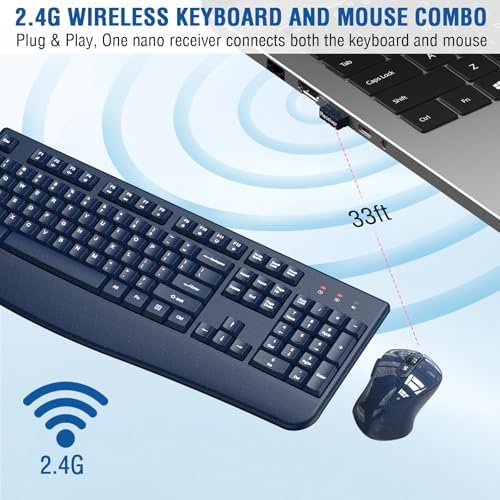 EDJO Wireless Keyboard and Mouse Combo, USB Plug & Play (Galaxy Blue) - Image 3