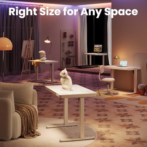 HUANUO Glass Standing Desk with Drawers, 40 X 24 Inch Electric Adjustable Height Desk, Quick Install One-Piece Tabletop with USB Charging Ports, White - Image 2