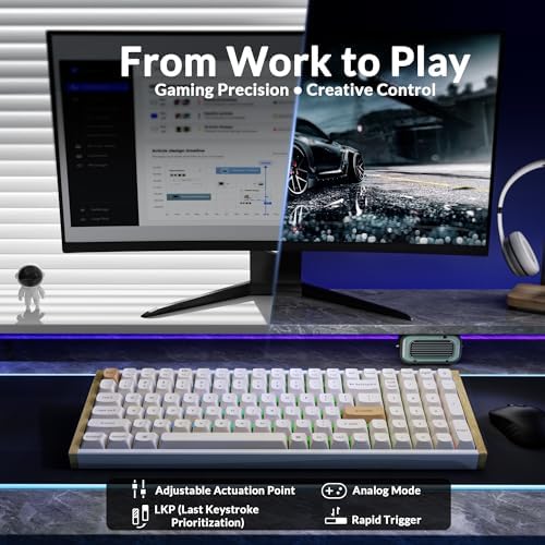 Keychron K4 HE 96% Wireless Hall Effect Keyboard with Number Pad, Rapid Trigger Magnetic Switches, QMK Launcher, 2.4GHz/Bluetooth/Wired, Mac & Windows, Wood Accent Frame, White (Non-Shine-Through) - Image 6