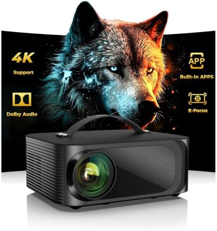 ONOAYO Outdoor-Projector-4K with E-Focus, Dolby Audio, Built-in Apps, Black by ONOAYO