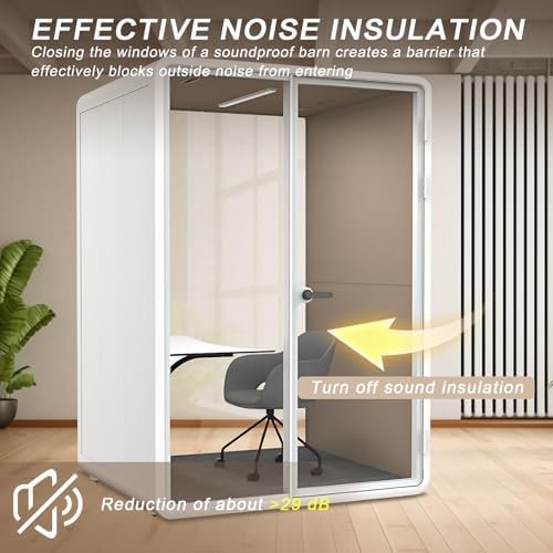 Office Sound Booth with Audio Privacy - Portable Soundproof Pod with Wheels,Soundproof Pod with Light,Ventilation,Socket for Working,Reading,Communicating - Image 3