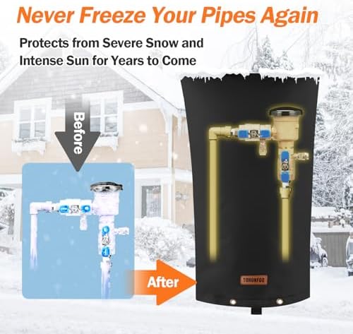 TOHONFOO Backflow Preventer Cover, Pipe Freeze Insulation, 14"Wx26"H, Black - Image 3
