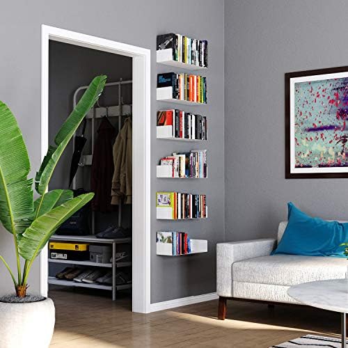 Wallniture Bali White U Shape Floating Shelves for Wall, CD DVD Storage Shelves and Metal Bookshelf Set of 6 - Image 4