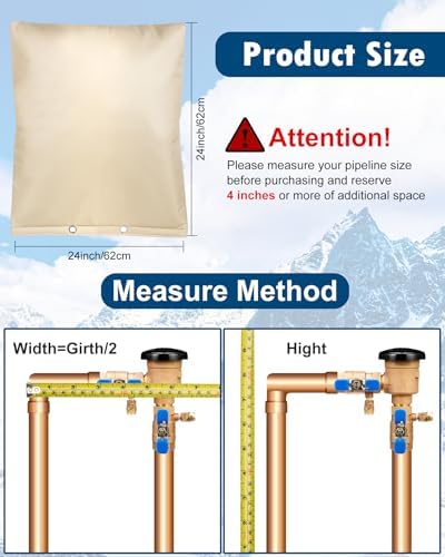 24"X24" Backflow Preventer Insulation Cover (5F), 5 Layers Outdoor Pressure Vacuum Breaker, Water Well Pump, Sprinkler Valve, Faucet Cover for Winter Freeze Protection - Beige - Image 2