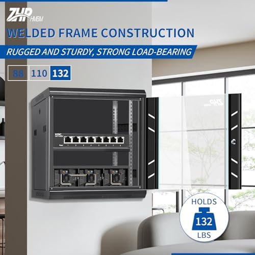 12U Wall Mount Network Cabinet, Lockable Mesh Door Server Rack Enclosure, 19" IT Equipment - Image 5