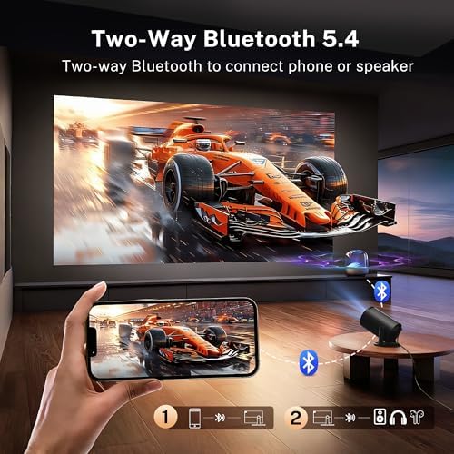 [Built-in Apps & 2025 Upgraded] Mini Projector with Wi-Fi 6 & Bluetooth 5.4, 1080P 4K Support Full HD, Auto Keystone 360° Portable Home Cinema Smart Projector for iOS/Android X1 - Image 5