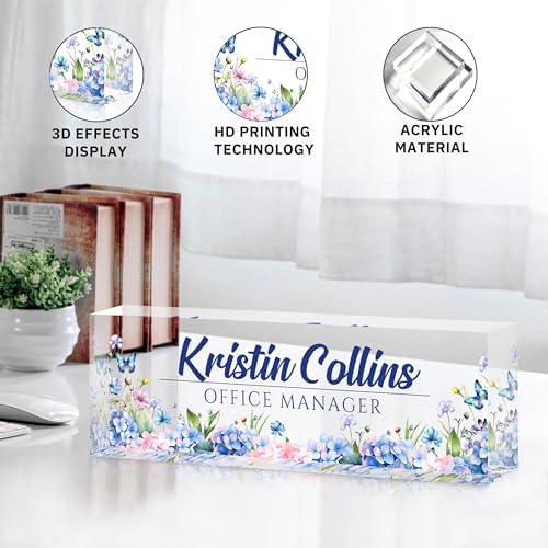 Custom Name Plate for Desk, Personalized Desk Name Plate on Clear Acrylic Glass, Appreciation Gifts for Teacher Employee Boss Coworkers Nurse, Office Desk Accessories for Women Men (Turquoise) - Image 5