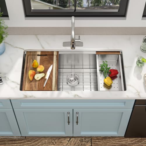 36"x19" Undermount Kitchen Sink Ledge Workstation - Image 3