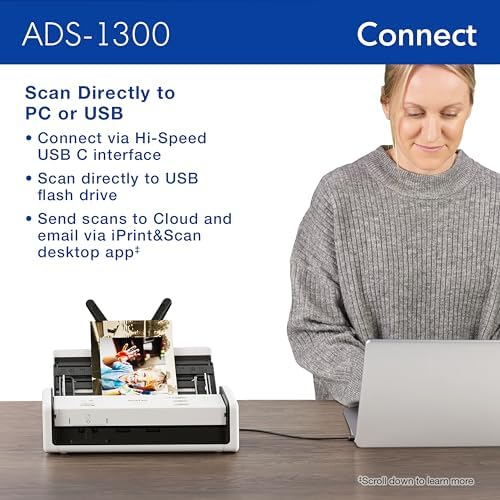 Brother ADS-1300 Compact Desktop Scanner | Scan Speeds of Up to 30ppm | Single Pass Double-Sided Scanning (Renewed Premium) - Image 6