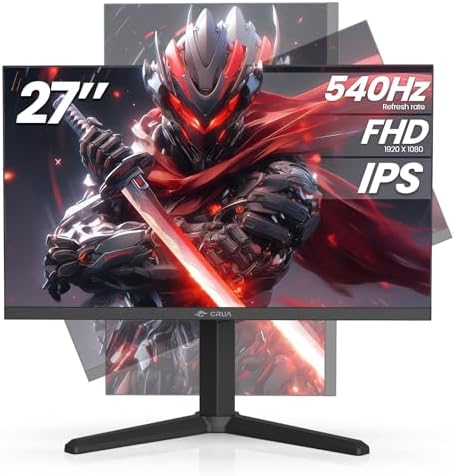 CRUA 27" FHD 540Hz IPS Gaming Monitor, FreeSync, Adjustable Vertical Pivot by CRUA