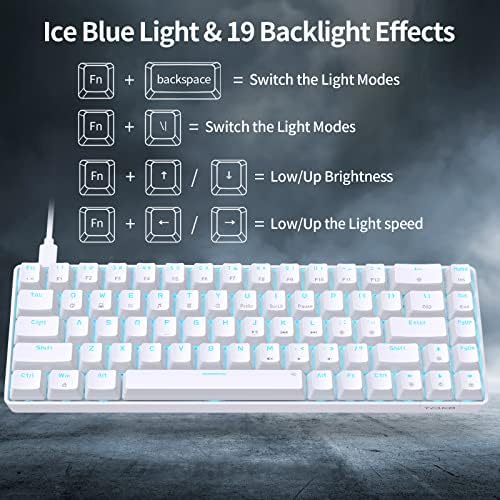 DIERYA T68SE 60% Gaming Mechanical Keyboard,Ultra Compact Mini 68 Key with Red Switches Wired Keyboard,Anti-Ghosting Keys, for Windows Laptops and PC Gamers,White - Image 5