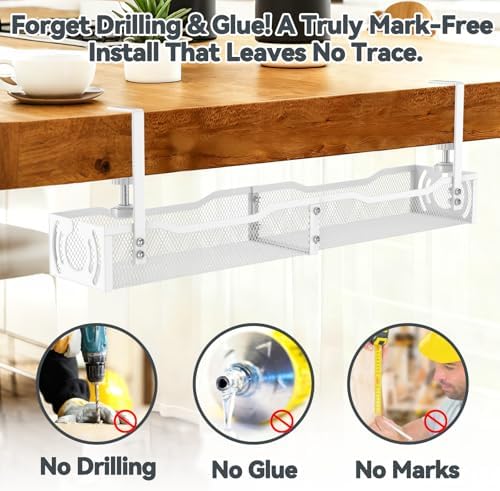 Cable Management, 25.3'' Under Desk Cable Management Tray No Drill - Image 5