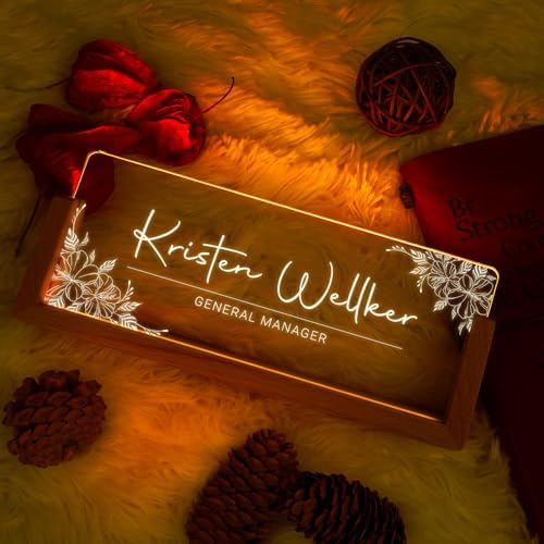 Custom Name Plate for Desk, Personalized Light Up Acrylic Desk Name Plate, Personalized Office Gifts for Boss Coworkers Teacher, Employee Appreciation GIfts, Office Decor for Women Men - Image 2