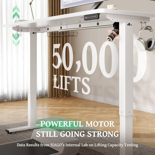White 47x24 in Electric Standing Desk, 0.8 Inch Thick Tabletop - Image 5