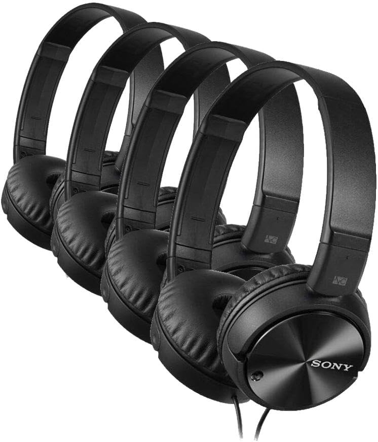 Sony MDRZX110NC Noise Canceling On Ear Headphones, Black, Wired (Pack of 4) by Unknown