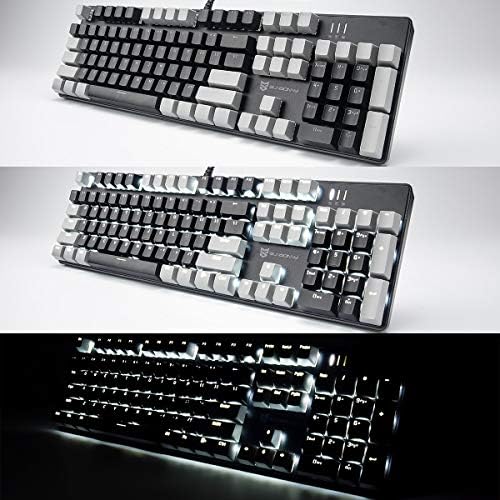 Merdia 104 Keys Full Size Mechanical PC Gaming Keyboard | Hot Swappable LED Backlit Light Up Wired Mechanical Computer Keyboards | Brown Switch US Layout Black & Grey Keycaps Keyboard for Gaming - Image 4