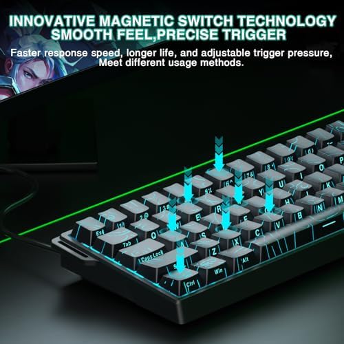Aula WIN60 HE - 60% Mechanical Gaming Keyboard Wired, Hall Effect Magnetic Switch Hot Swappable, Adjustable Actuation RT Mode, 8000 Hz Polling Rate, RGB Keyboard 60 Percent Compact Design for PC - Image 4