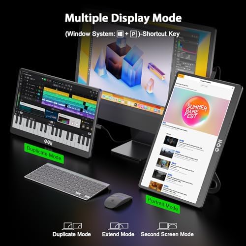 QQH Portable Monitor, 15.6" Portable Travel Monitor for Laptop 1080P FHD IPS Second Screen, Gaming Monitor, USB C HDMI External Monitor Display for Computer Phone PC PS4 PS5 Xbox Switch (Z1-9-G) - Image 4