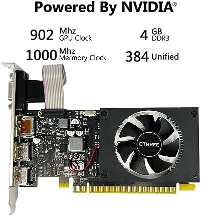 QTHREE GeForce GT 730 4GB Graphics Card,2X HDMI, DP,VGA,DDR3,64 Bit,Low Profile Video Card for PC,Computer GPU,PCI Express X8,SFF,DirectX 12,Support Winows 11 - Image 2