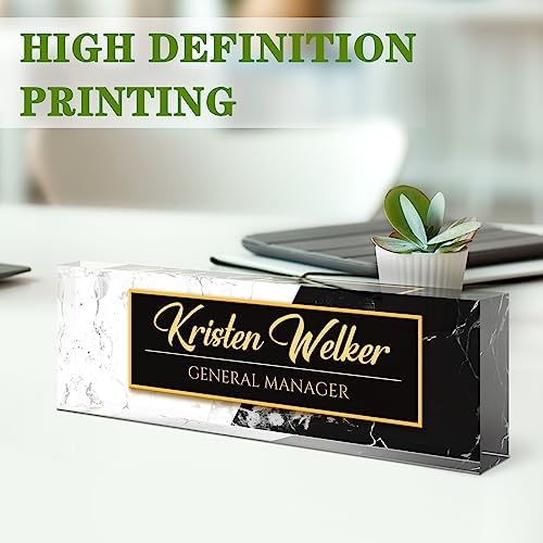 Name Plate for Desk, Desk Name Plate Personalized, Office Decor for Women Men, Acrylic Desktop Accessories, Office Appreciation Gifts for Boss Social Workers Nurse Teacher Employee (White/Black) - Image 3