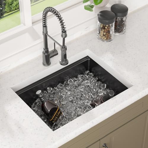 Lordear 25 Inch Black Kitchen Sink Undermount Kitchen Sink Workstation 25x19x10 Gunmetal Black 16 Gauge Stainless Steel Single Bowl - Image 3