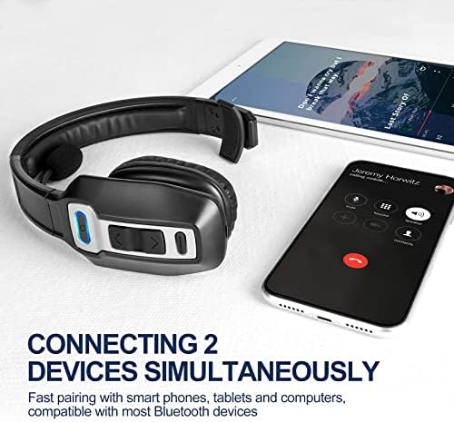 Sarevile Trucker Bluetooth Headset, V5.2 Wireless Headset with Upgraded Microphone AI Noise Canceling, On Ear Bluetooth Headphone with Mute for Driver Office Call Center (Black) - Image 4