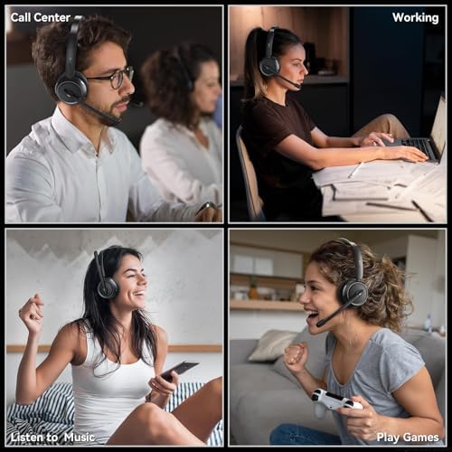 Wireless Headset with Mic for Work, Bluetooth Headset with Microphone AI Noise Cancelling & Mute Button, Wireless Headphones with Mic for Work/Home/Office/Call Center/PC/Laptop/Computer/Teams/Zoom - Image 7