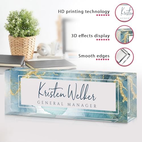 Custom Office Name Plate for Desk - Desk Name Plate Personalized Gifts for Coworkers, Boss, Employees, Teacher, Nurse - Office Desk Decor for Women Men - Employee Appreciation Gifts (Green Marble) - Image 6